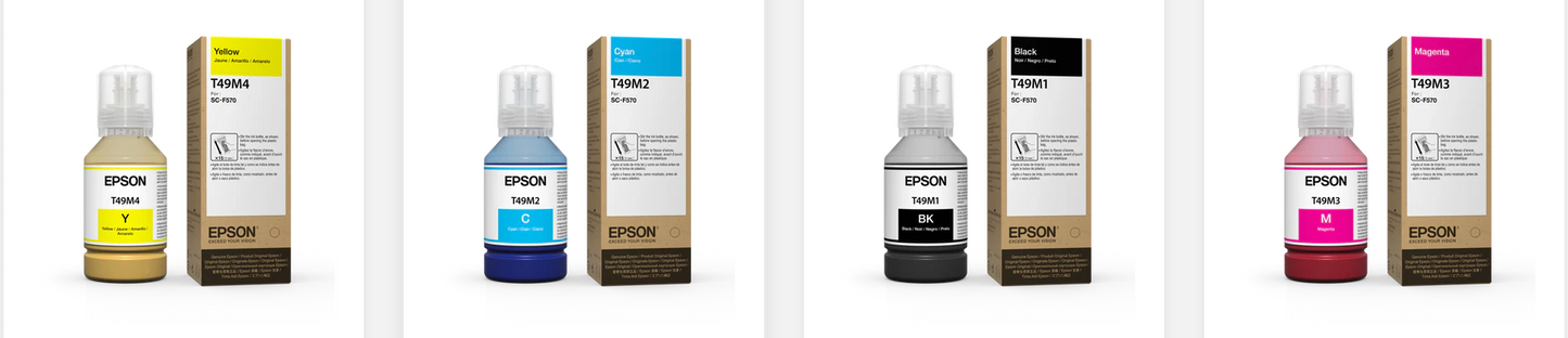 Yellow, Black, Magenta,Cyan, Epson Dye-Sublimation Ink for F170 and F570 printer -4x 140mL